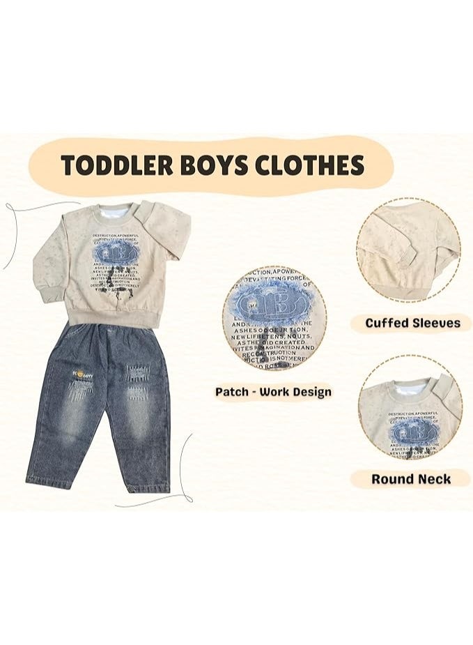 MINIIMODZ Minii Modz Denim Pant & Full Sleeve Shirt Top Set for Boys | Ethnic Inspired Clothes | Pant Top Set for Boy | Best Gift for Diwali & Festivals - Image 3